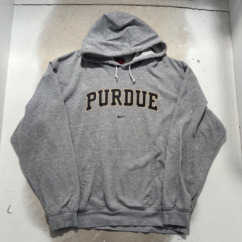 Nike Team Purdue University Hoodie Mens Large Gray Boilermakers Sweatshirt L